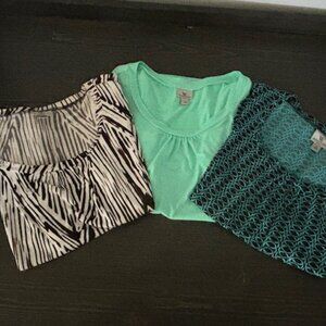 Set of 3 Worthington Scoop Neck Cap Sleeve Tops - Size Large